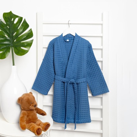 Wafel children's robe I "BOHO" R.32 (110-116 cm) col. Blue, 100%HL, 290 g/m2-7