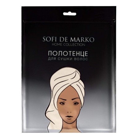 Terry towel for drying hair Sofi de Marko Beatrice, 380 gr, size 26x58cm, cream color-2