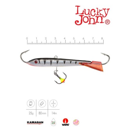 Balancir Lucky John Classic 8 + tee, 8 cm, color 12hrt blister-1