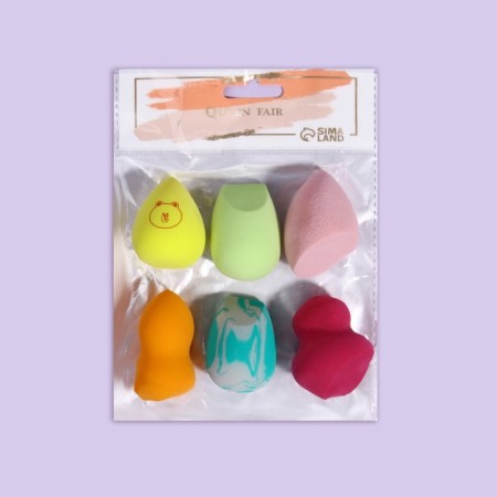 A set of sponges for makeup, 6 pcs, assorted, color mix-6