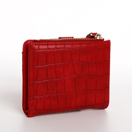 Women's wallet on the button, red color-1