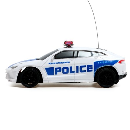 Radio-controlled “Police” machine works on batteries, white-blue color-1
