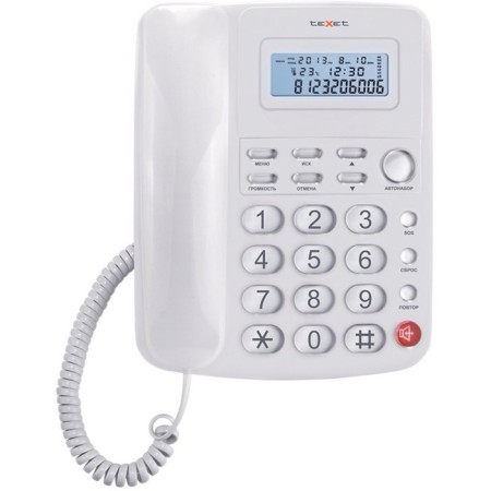 Texet TX 250 phone, wired, built -in display, white
