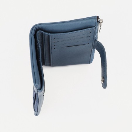 Women's wallet on the button, blue color-4