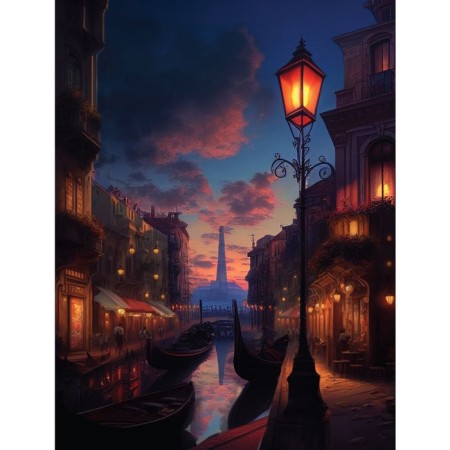 Picture on numbers with a subframe and garland "Evening in Venice", 30 x 40 cm-1