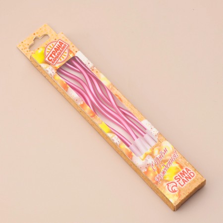 Candles for cake twisted "serpentine", 12 cm, 18 pcs, cocktail, pink glare-2