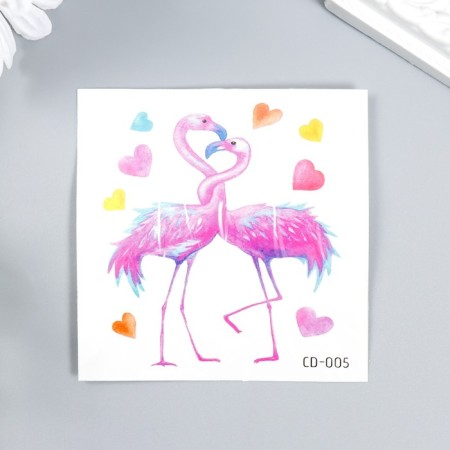Tattoo on the body color "Flamingo in love" 8 x 8 cm
