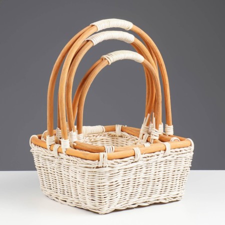 A set of baskets, 3 pcs, 27 × 27 × 9/30 cm, 23 × 23 × 8/25 cm, 20 × 20 × 7/20 cm, rotang-2