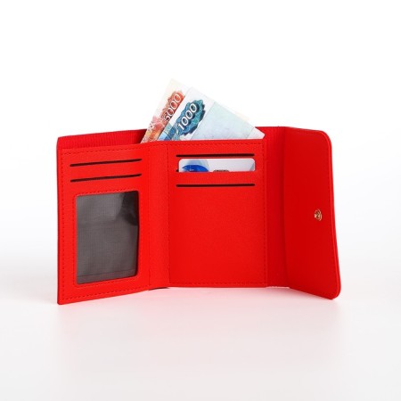 Women's wallet on the button, red color-4