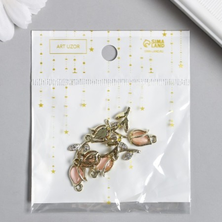 Decor for creativity metal, enamel, rhinestones "Tulip" gold mix 1.2x3 cm-2