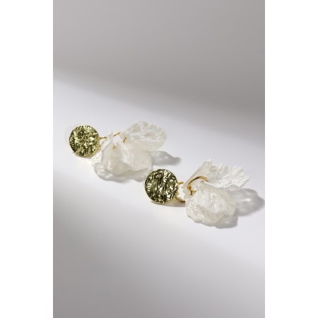 Earrings Assorted "Wind" butterfly, small, white color in gold-7