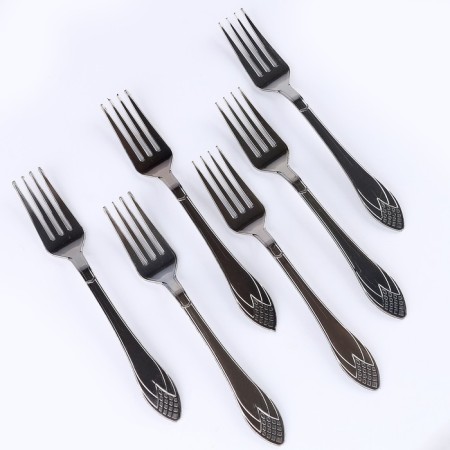 Plastic forks, set 6 pcs in a set, silver color