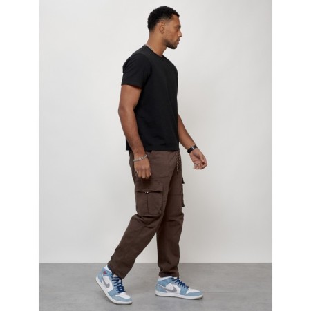 Cargo jeans men, size 44, brown color-2