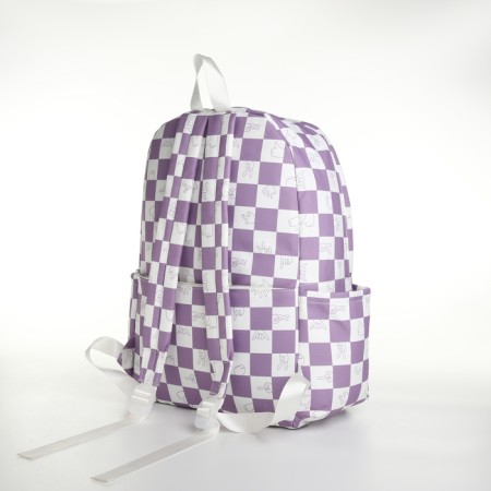 Youth backpack from textiles, 4 pockets, white/lilac color-3