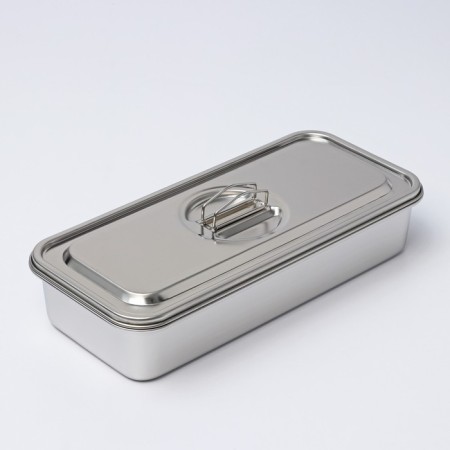 Stainless steel container 3 sections, 33 × 15.5 × 7 with a lid