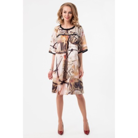 Women's dress, size 42, beige color-1