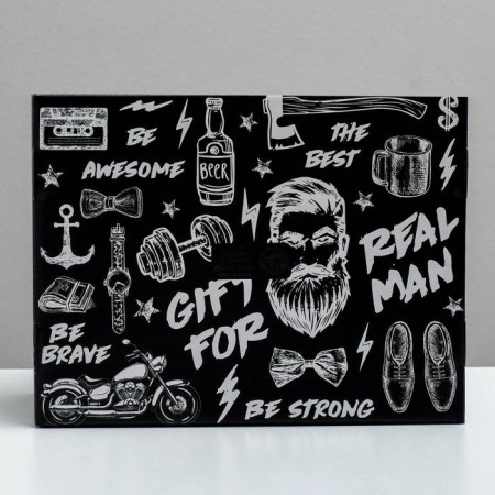 Gift double -sided folding, packaging, “brutal man”, 27 x 21 x 9 cm-5