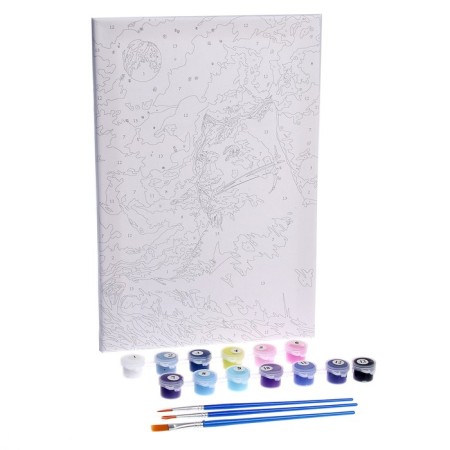 Picture on numbers on canvas with a panther in the night subframe 20x30 cm-2