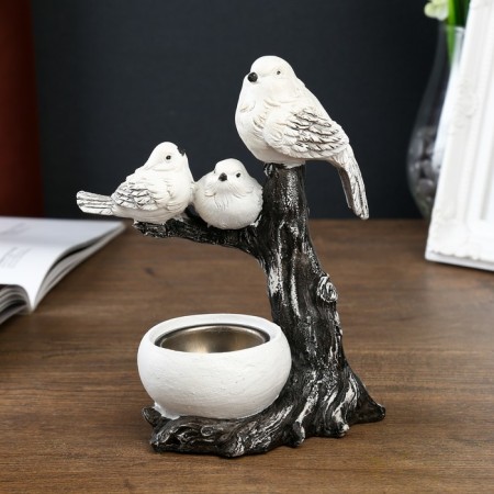 Souvenir Polystone SPRISE "Three white sparrows on a snag" 17.5x12x7 cm