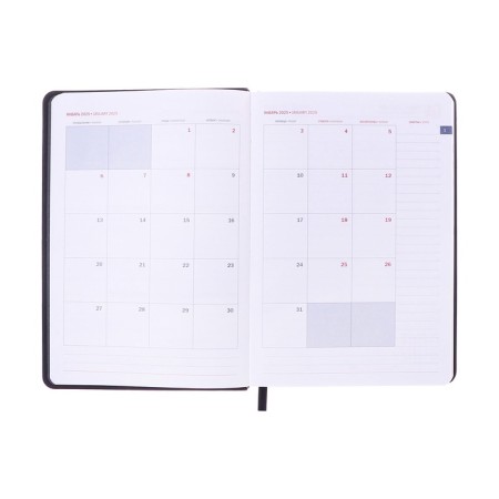 Dated diary 2025, A5, 176 sheets, Hong Kong, solid cover, pancake embossing, with liesse, block 80 g/m2, black-9