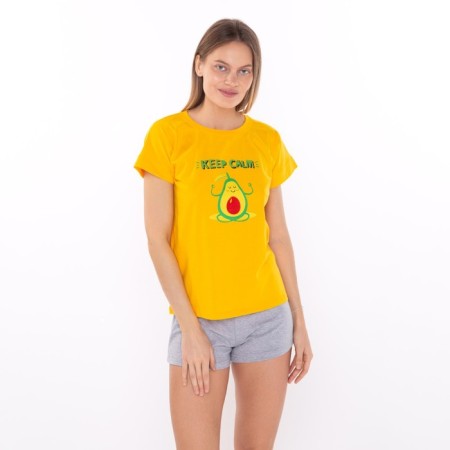Home female "Avocado" (T -shirt/shorts), yellow/gray color, size 48
