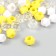 Plastic beads "Crystal polyhedron. Yellow, white, transparent" set 30 g 1x1x1 cm