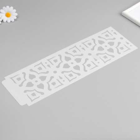Tencil of border plastic "Geometric flowers" 40x12 cm-4