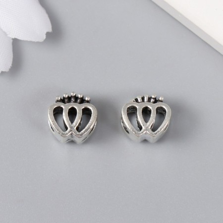 Bead for creativity Metal "Two hearts with a crown" silver 1x1 cm-2