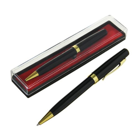 Ballic handle, gift, in a plastic case, rotary, "Lincoln", black with golden inserts-1