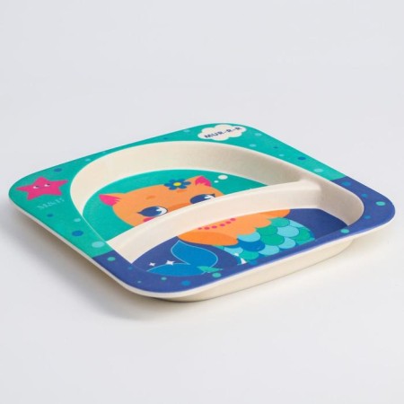 Baby Bamboo plate "Baby", 2 sections, mix-3