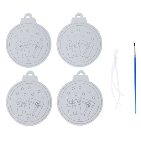 Christmas tree decoration for painting "Gift" 4 pcs., Brush-1