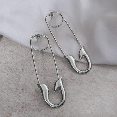 Earrings of the Modern pins, silver color-3