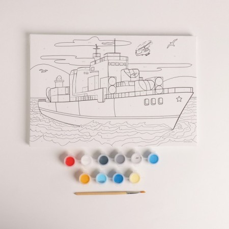 Picture on numbers for children "Warship", 20 x 30 cm-1