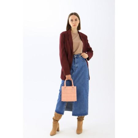 Bag Female Tout with zipper, pink color-3