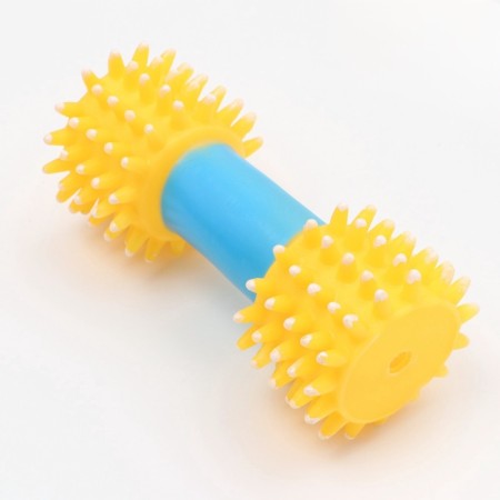 Dog toy squeak "Massage dumbbell", 14 cm, yellow/blue-3