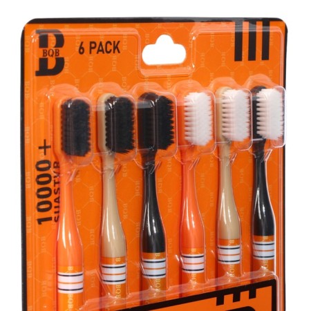 A set of 6 toothbrushes, 10,000 bristles, orange, soft stiffness-2