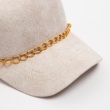 Women's baseball cap with chain is beige color, size 56-58-1