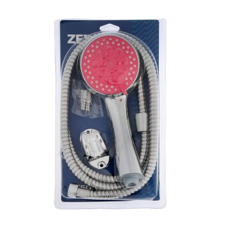 Shower Set Zein Z0805, hose 150 cm, holder, watering can 5 modes, pink/chrome-8