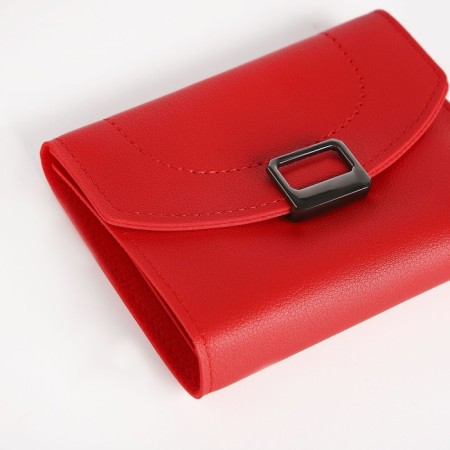 Women's wallet on the button, red color-2