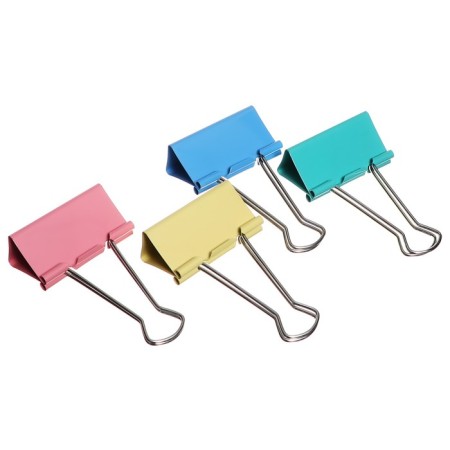 A set of paper clamps, 51 mm, colored, 4 colors, mix-3