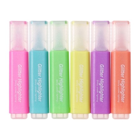 A set of markers of textbooks 6 pieces 6 colors, sparkles, pastel-1