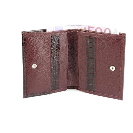 Wallet, button, 6 pockets, 1 section for trifles, n/k borderly fleet/Bordeaux crocodile-1