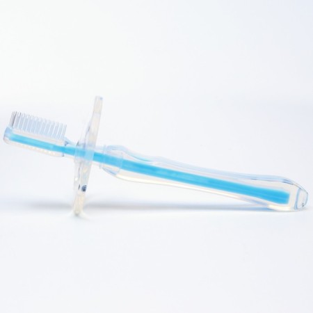 Baby teether, with a limiter, silicone, from 3 months, the color is blue.