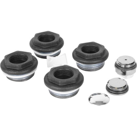 A set for connecting a radiator Global, 1 "X1/2", without brackets, in a blist, black color is black