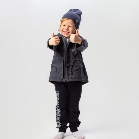 Hat for a boy, dark gray/star, size 54-58-5