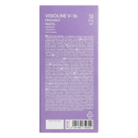 Bilateral marker textbook 4 mm, Erichkrause, "Visioline V-16 Erasable Pastel" Color Pink-5