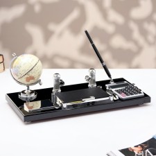 Set of desktop 6V1 with calculator, 16x36 cm, black