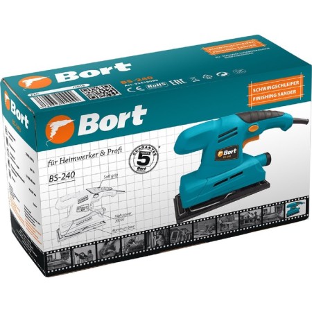 Vibration grinder BORT BS-240, 200 W, 12000 rpm, sole/tape 90x187/240 mm-5