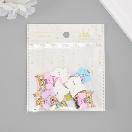 Buttons wood for creativity 2 punctures "owls in glasses" set of 12 pcs 2x2.3 cm-3