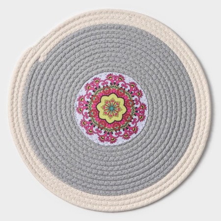 Serving napkin on the table “Mira”, D = 38 cm, gray color, Mix drawing-6